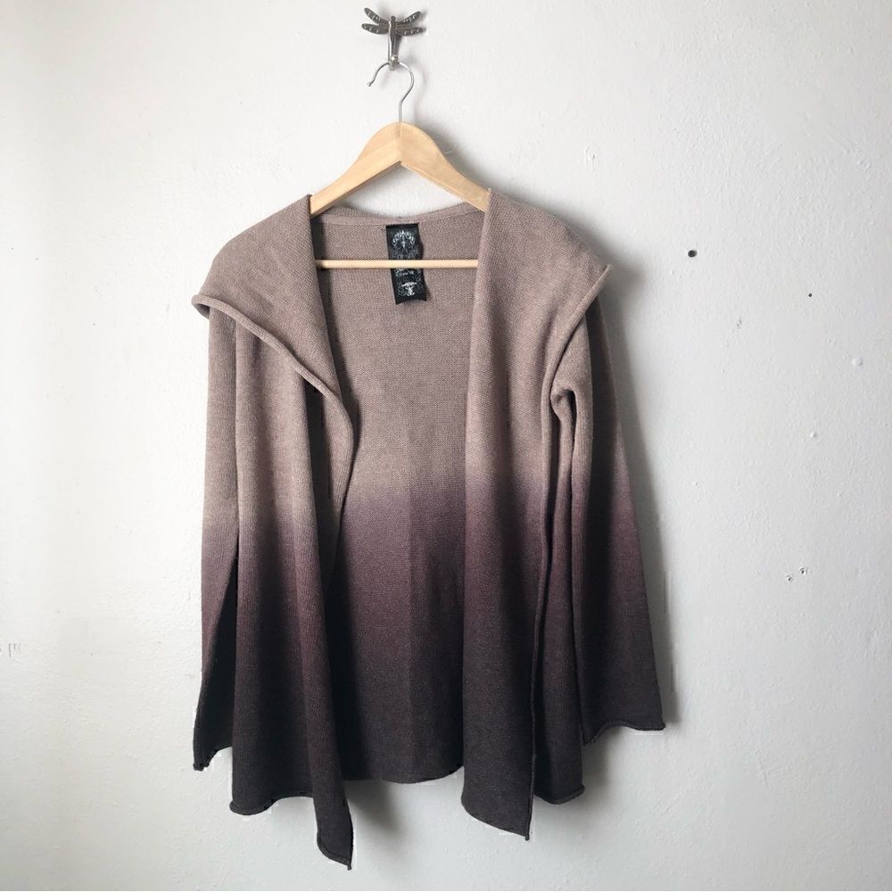 Niki Riki wool blend ombré Iron front hooded cardigan size small